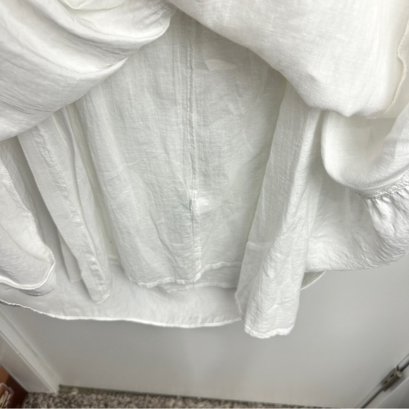 DKNY Pure Ruched Mixed Media Asymmetrical Slip Dress Linen Size Small White - Picture 7 of 12